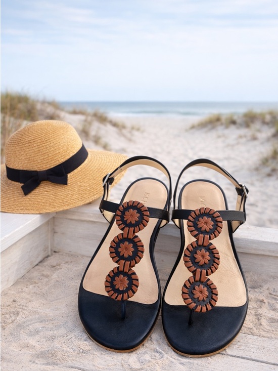 Jack Rogers Shoes - Jack Rogers Navajo Sandals Black Brown Medallion Leather Size 9.5